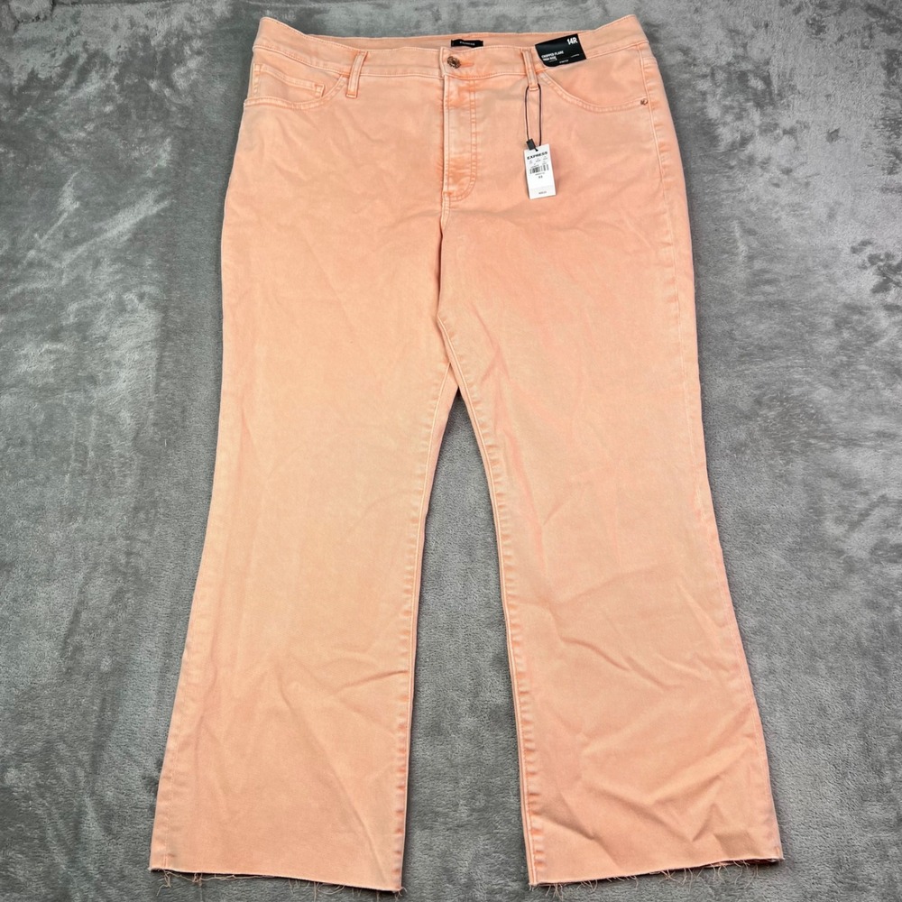 Express Cropped Flare Jeans Womens 14R Peach High Rise Stretch Conscious Edit